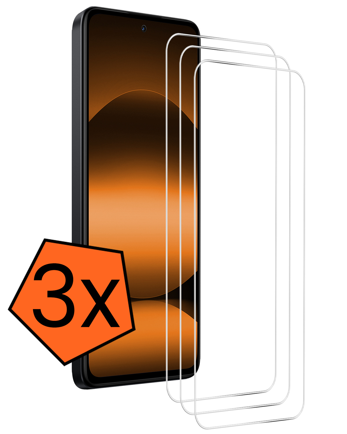 Nomfy Nomfy Xiaomi Redmi Note 14 5G Screenprotector Glas - 3 PACK