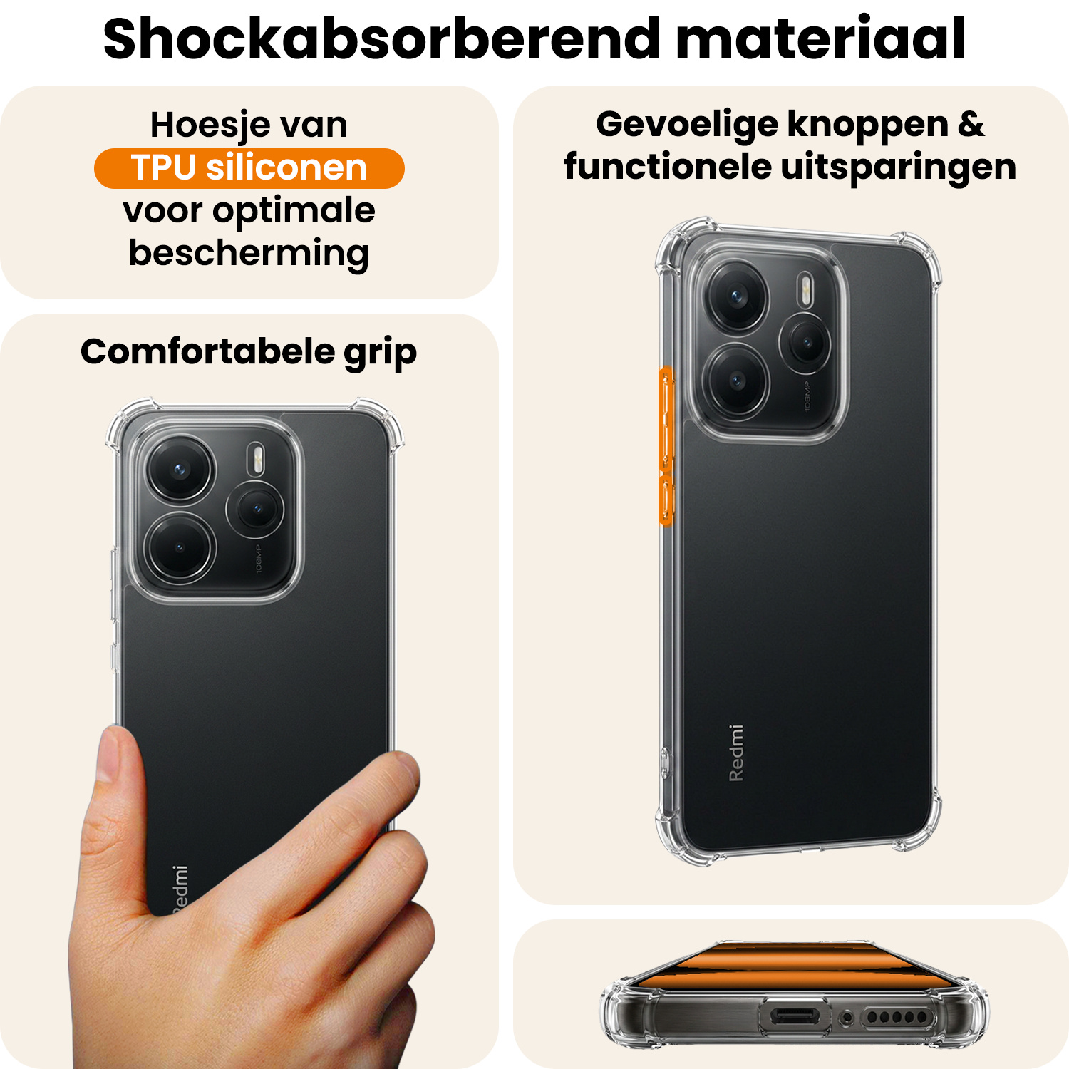Nomfy Nomfy Xiaomi Redmi Note 14 5G Hoesje Shockproof - Transparant