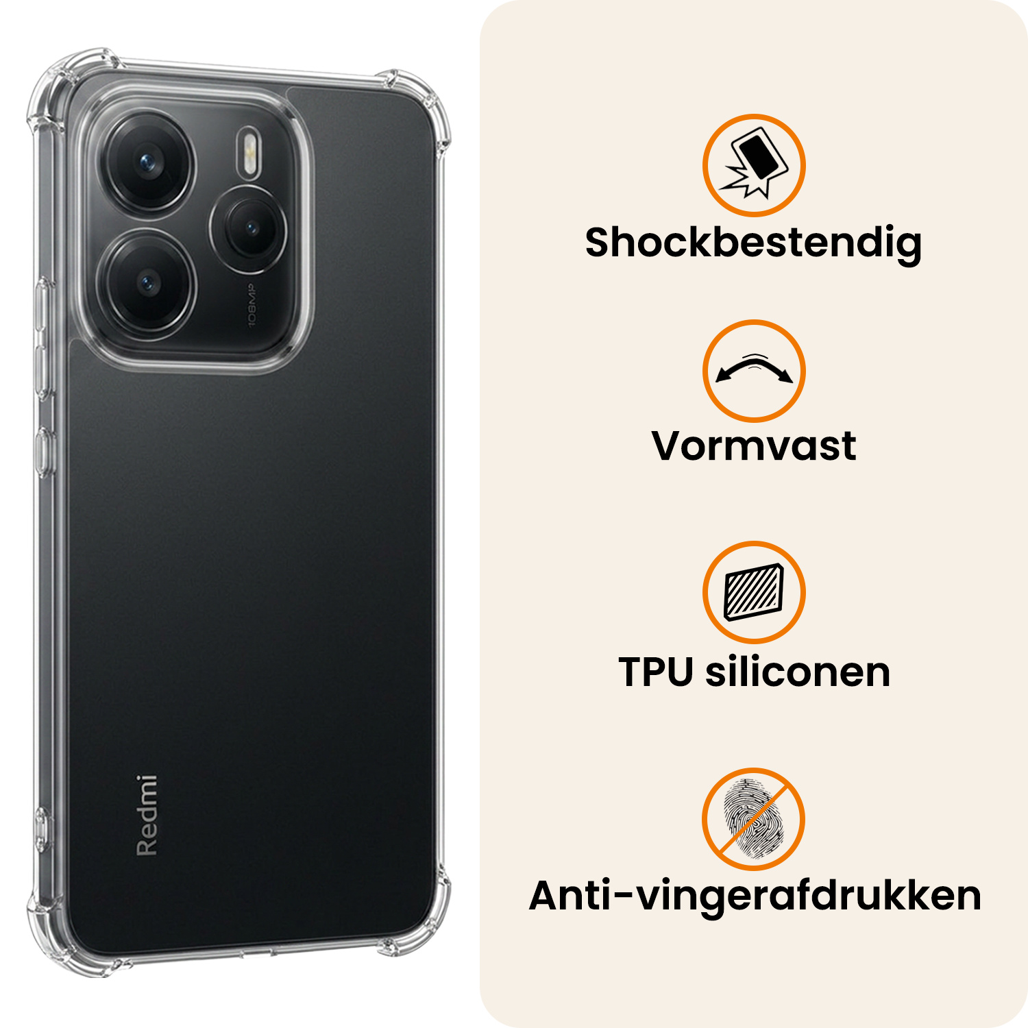 Nomfy Nomfy Xiaomi Redmi Note 14 5G Hoesje Shockproof - Transparant - 2 PACK