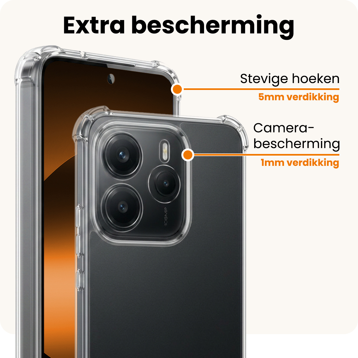 Nomfy Nomfy Xiaomi Redmi Note 14 5G Hoesje Shockproof - Transparant - 2 PACK