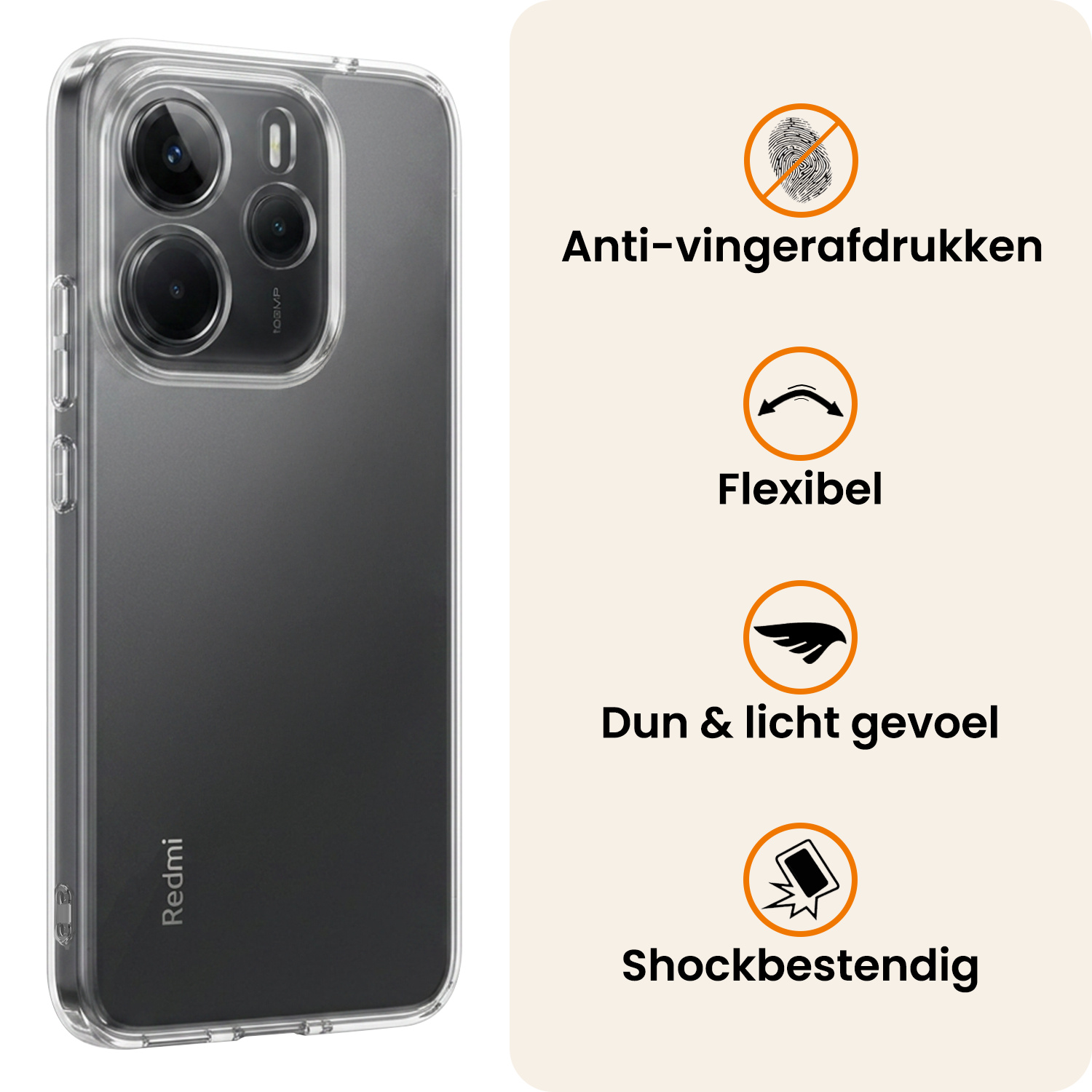 Nomfy Nomfy Xiaomi Redmi Note 14 5G Hoesje Siliconen - Transparant - 2 PACK