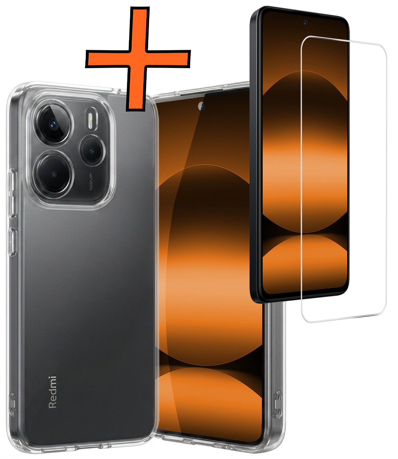 Nomfy Nomfy Xiaomi Redmi Note 14 5G Hoesje Siliconen Met Screenprotector - Transparant