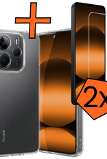 Nomfy Nomfy Xiaomi Redmi Note 14 5G Hoesje Siliconen Met 2x Screenprotector - Transparant
