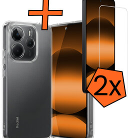 Nomfy Nomfy Xiaomi Redmi Note 14 5G Hoesje Siliconen Met 2x Screenprotector - Transparant
