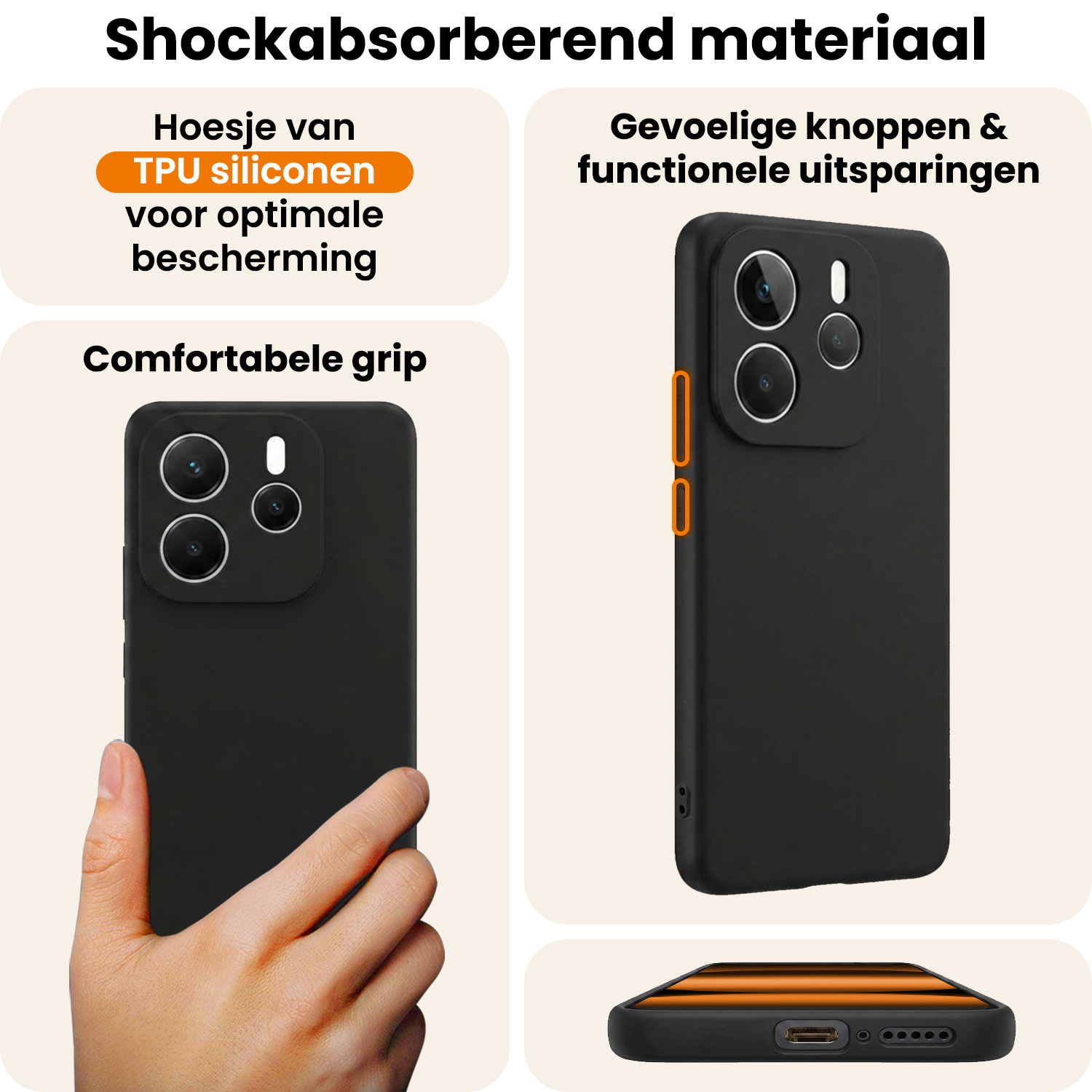 Nomfy Nomfy Xiaomi Redmi Note 14 5G Hoesje Siliconen - Zwart