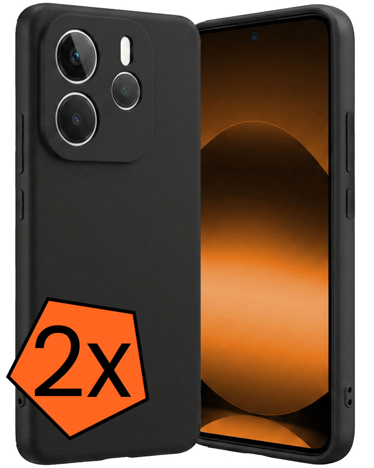 Nomfy Nomfy Xiaomi Redmi Note 14 5G Hoesje Siliconen - Zwart - 2 PACK