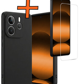 Nomfy Nomfy Xiaomi Redmi Note 14 5G Hoesje Siliconen Met Screenprotector - Zwart