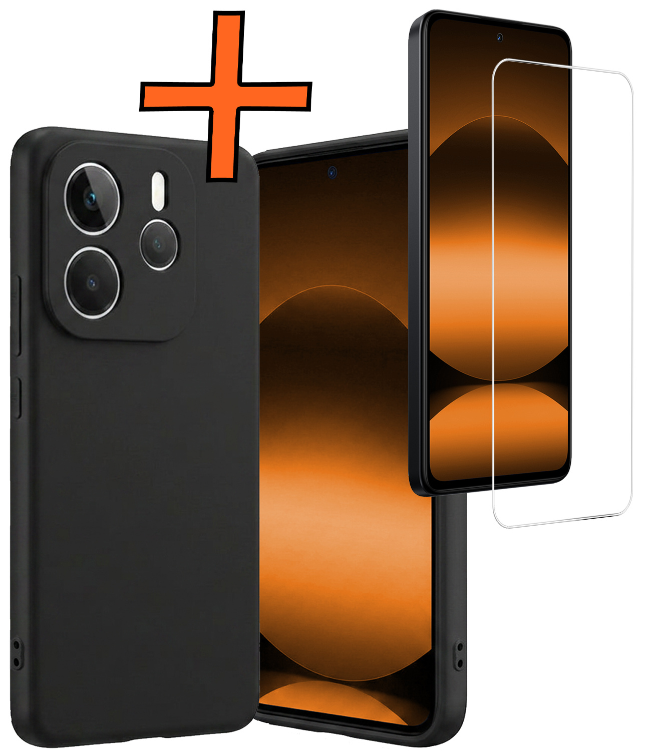 Nomfy Nomfy Xiaomi Redmi Note 14 5G Hoesje Siliconen Met Screenprotector - Zwart