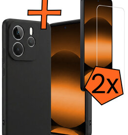 Nomfy Nomfy Xiaomi Redmi Note 14 5G Hoesje Siliconen Met 2x Screenprotector - Zwart