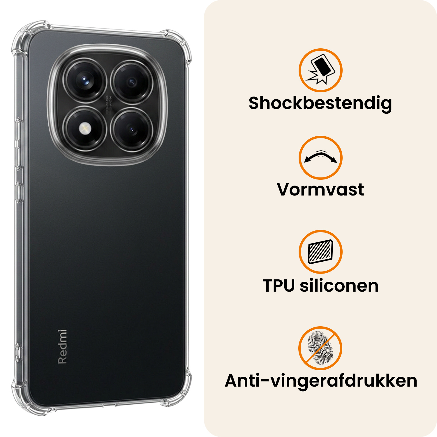 Nomfy Nomfy Xiaomi Redmi Note 14 Pro 5G Hoesje Shockproof - Transparant