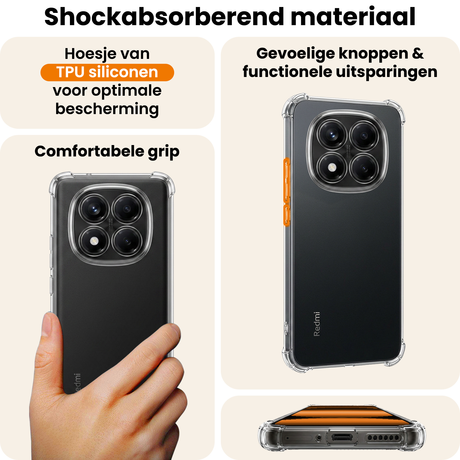 Nomfy Nomfy Xiaomi Redmi Note 14 Pro 5G Hoesje Shockproof - Transparant - 2 PACK