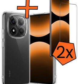Nomfy Nomfy Xiaomi Redmi Note 14 Pro 5G Hoesje Siliconen Met 2x Screenprotector - Transparant