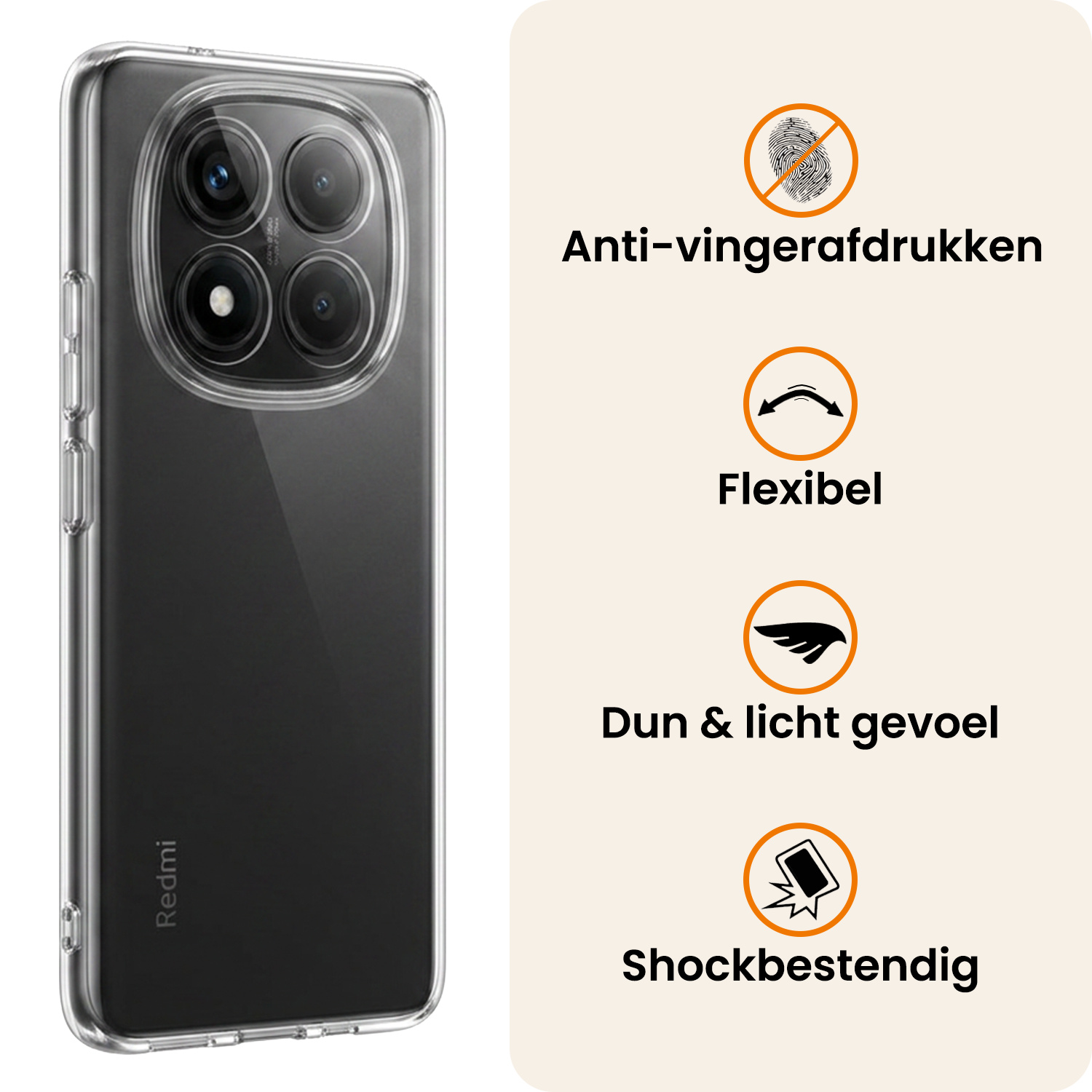 Nomfy Nomfy Xiaomi Redmi Note 14 Pro 5G Hoesje Siliconen Met 2x Screenprotector - Transparant