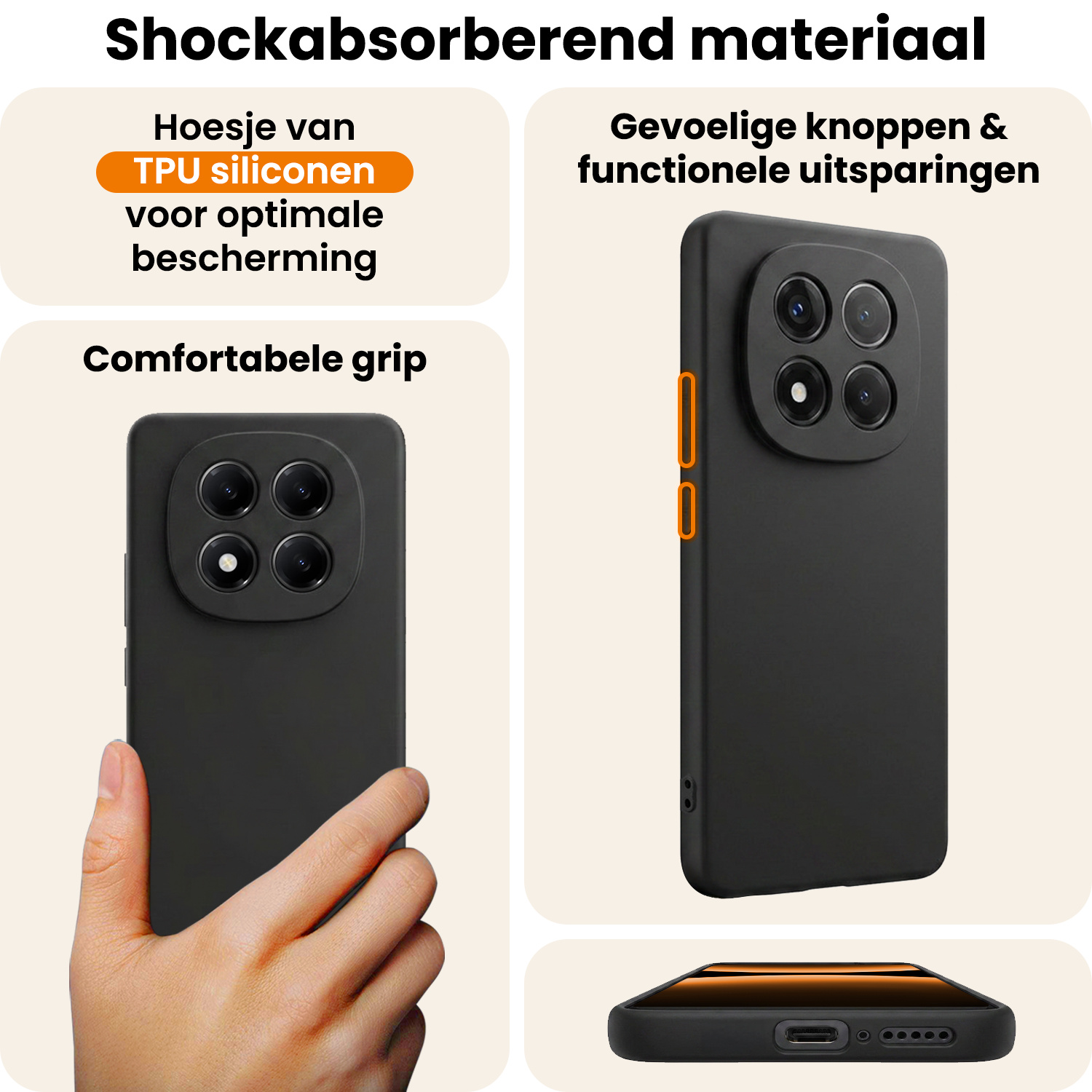 Nomfy Nomfy Xiaomi Redmi Note 14 Pro 5G Hoesje Siliconen - Zwart