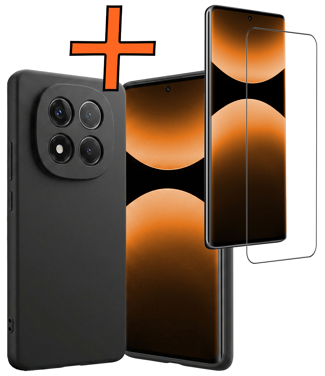 Nomfy Nomfy Xiaomi Redmi Note 14 Pro 5G Hoesje Siliconen Met Screenprotector - Zwart