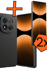 Nomfy Nomfy Xiaomi Redmi Note 14 Pro 5G Hoesje Siliconen Met 2x Screenprotector - Zwart
