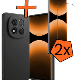 Nomfy Nomfy Xiaomi Redmi Note 14 Pro 5G Hoesje Siliconen Met 2x Screenprotector - Zwart