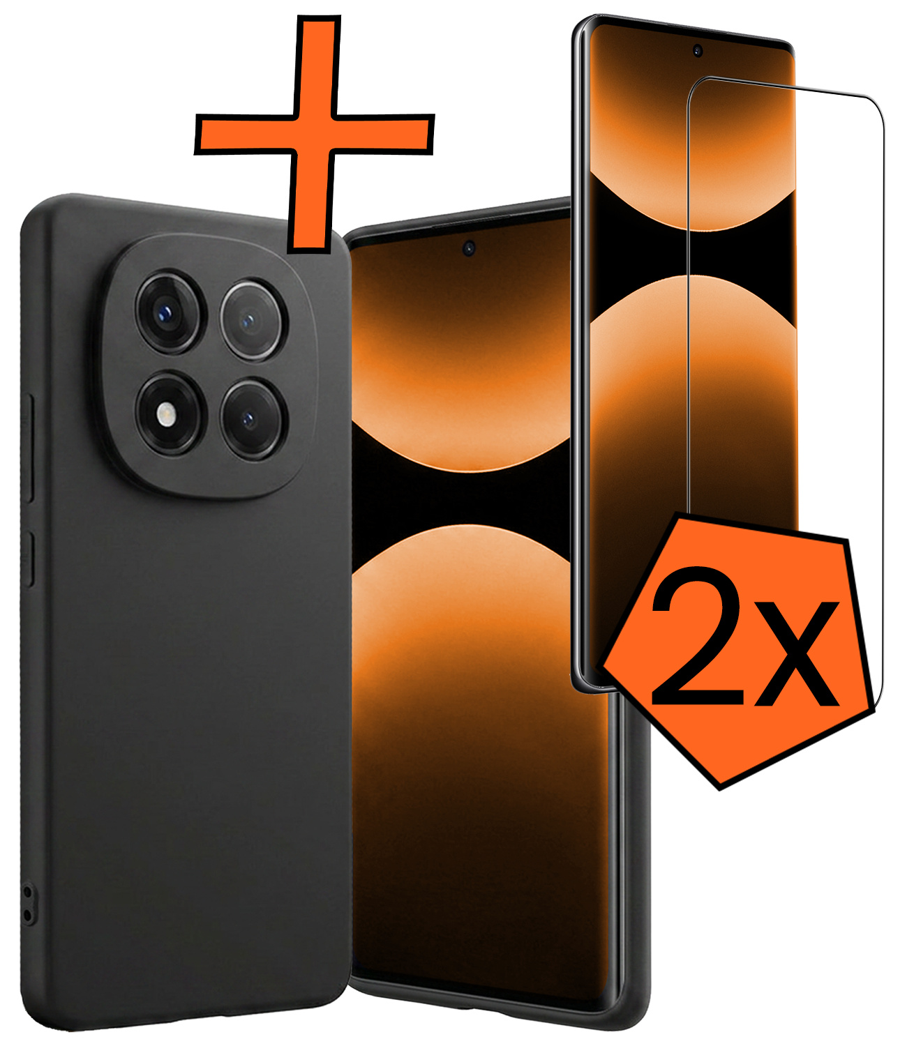 Nomfy Nomfy Xiaomi Redmi Note 14 Pro 5G Hoesje Siliconen Met 2x Screenprotector - Zwart