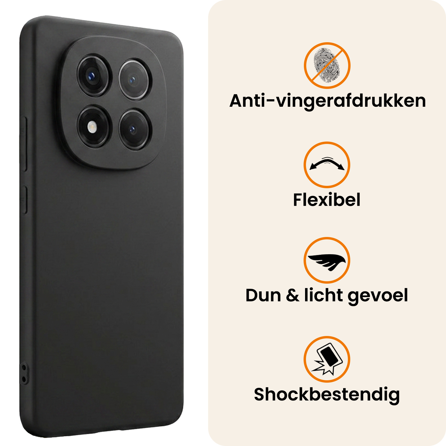 Nomfy Nomfy Xiaomi Redmi Note 14 Pro 5G Hoesje Siliconen Met 2x Screenprotector - Zwart