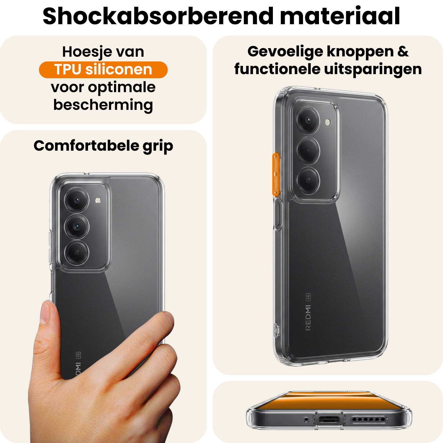 Nomfy Nomfy Xiaomi 15 Hoesje Siliconen Met 2x Screenprotector - Transparant