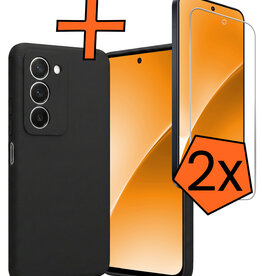 Nomfy Nomfy Xiaomi 15 Hoesje Siliconen Met 2x Screenprotector - Zwart