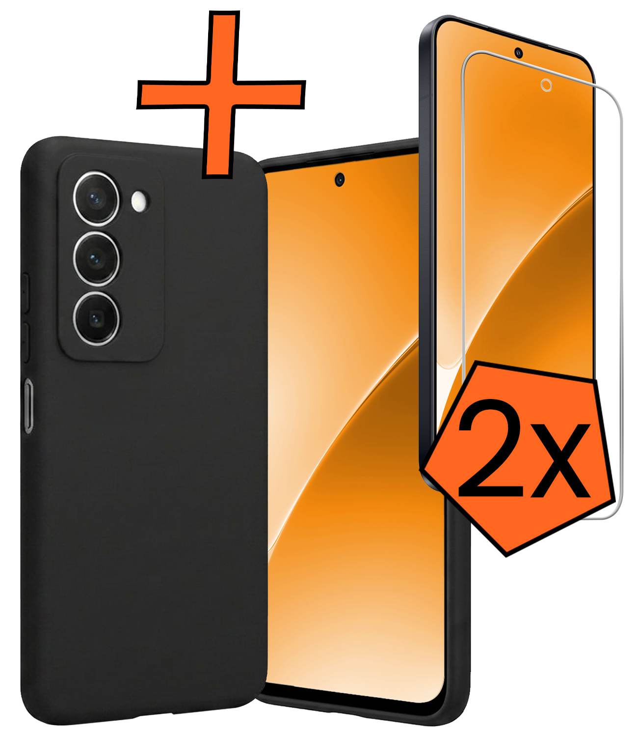 Nomfy Nomfy Xiaomi 15 Hoesje Siliconen Met 2x Screenprotector - Zwart