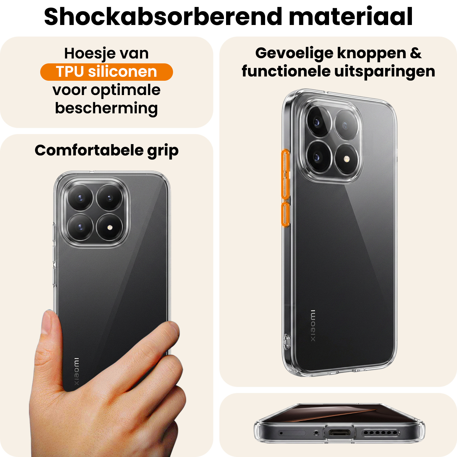 Nomfy Nomfy Xiaomi 15T Hoesje Siliconen - Transparant - 2 PACK