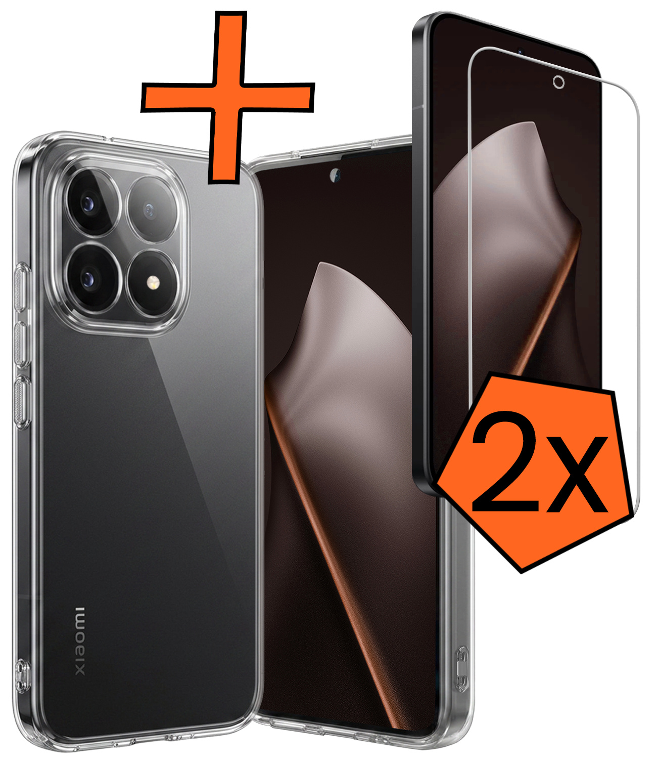 Nomfy Nomfy Xiaomi 15T Hoesje Siliconen Met 2x Screenprotector - Transparant