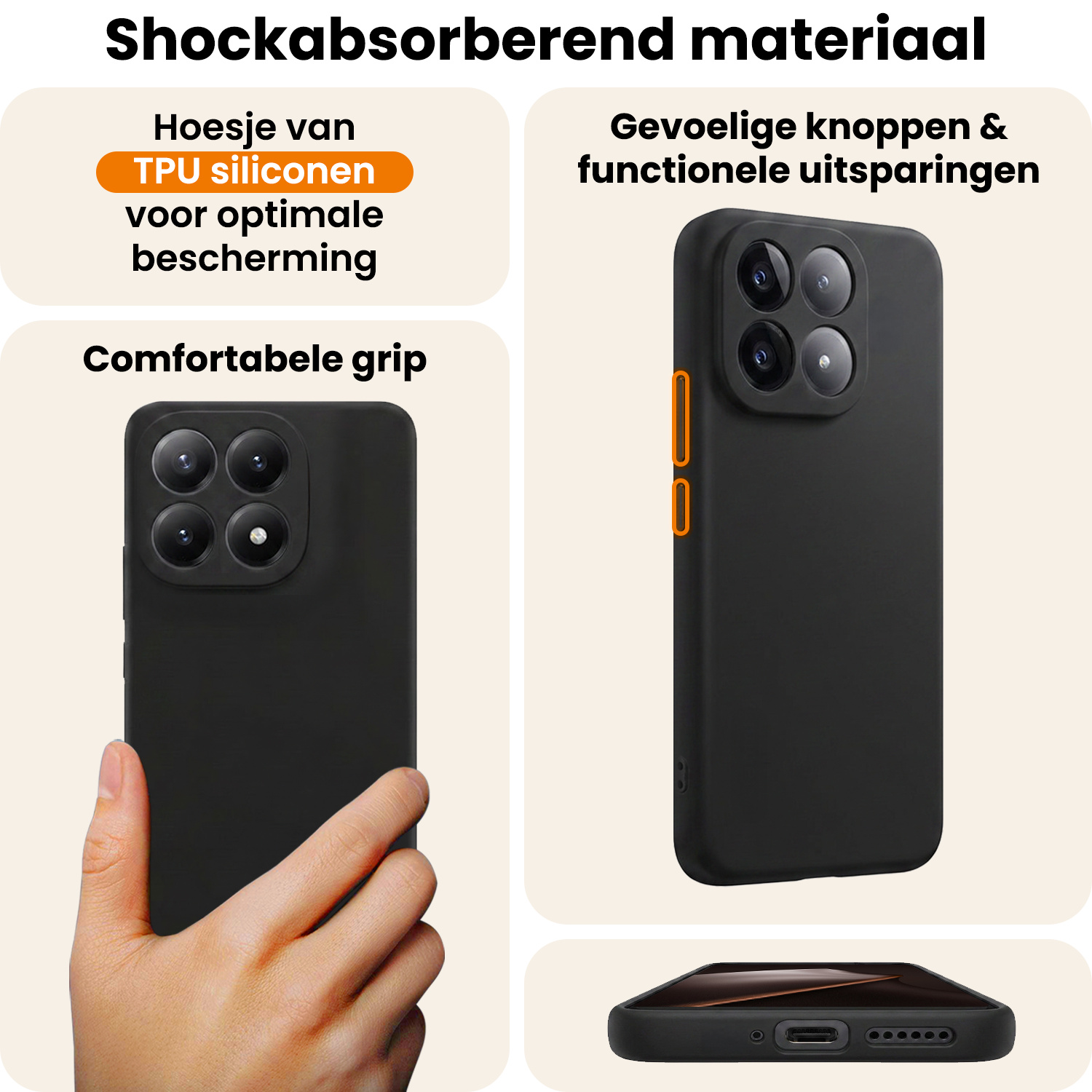 Nomfy Nomfy Xiaomi 15T Hoesje Siliconen - Zwart - 2 PACK