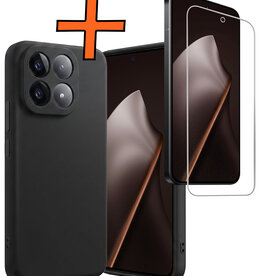 Nomfy Nomfy Xiaomi 15T Hoesje Siliconen Met Screenprotector - Zwart