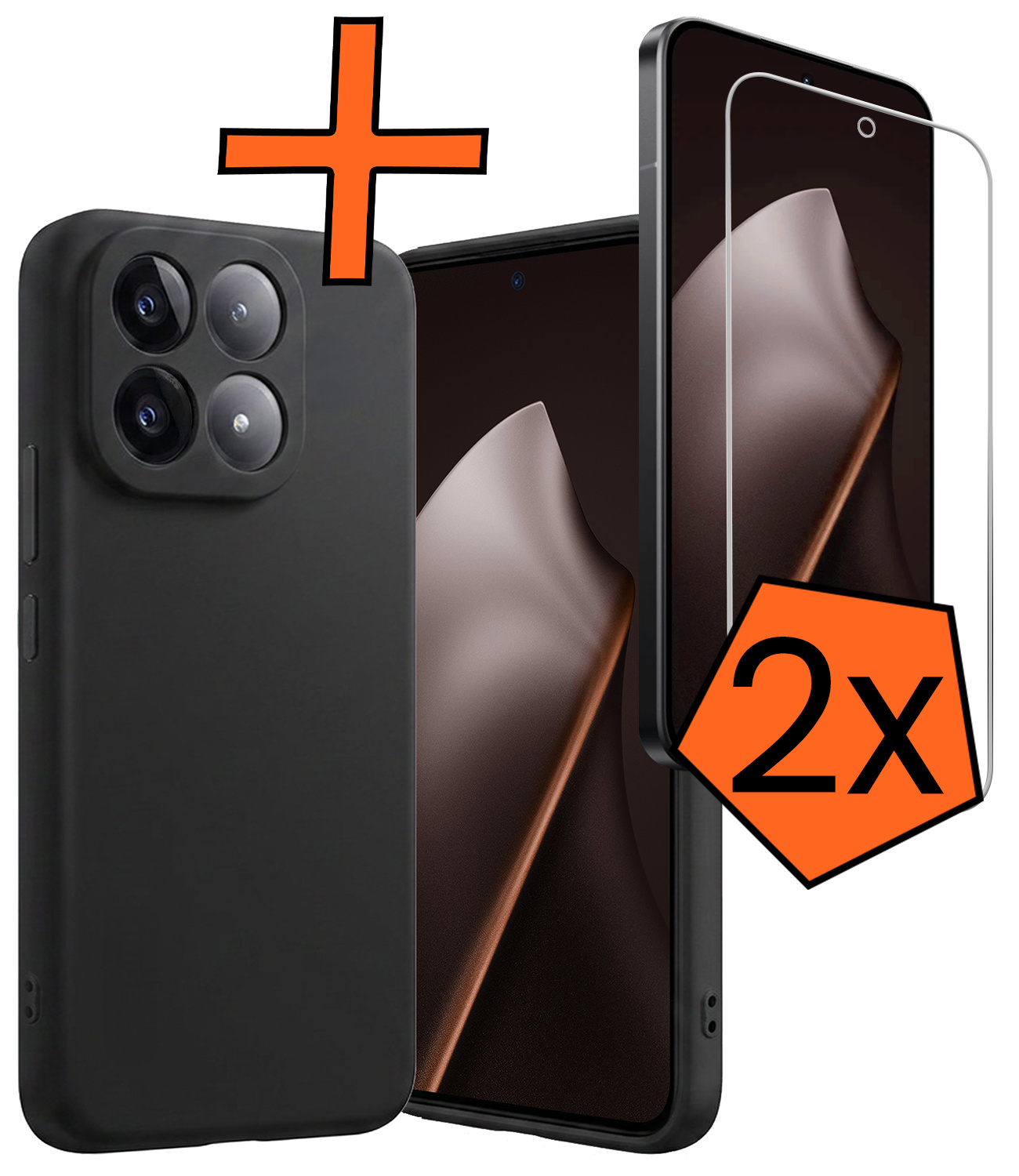 Nomfy Nomfy Xiaomi 15T Hoesje Siliconen Met 2x Screenprotector - Zwart
