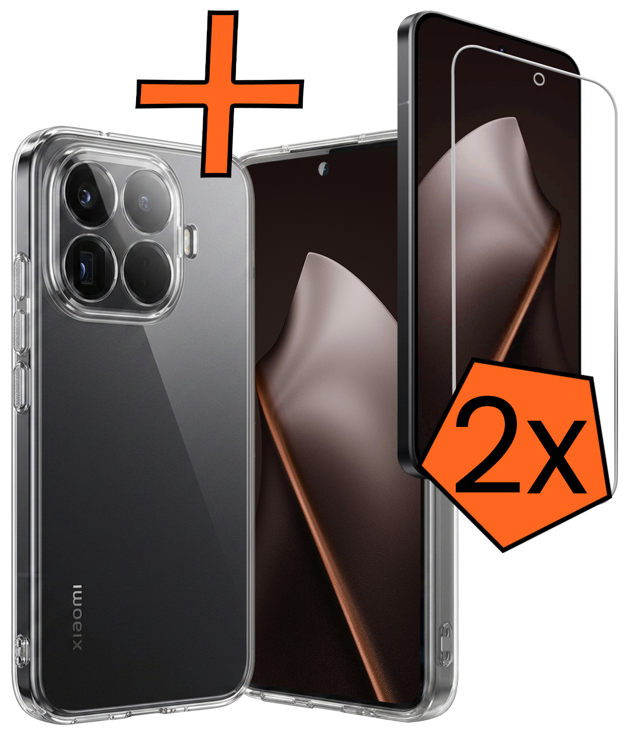 Nomfy Nomfy Xiaomi 15T Pro Hoesje Siliconen Met 2x Screenprotector - Transparant