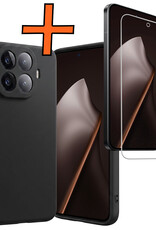 Nomfy Nomfy Xiaomi 15T Pro Hoesje Siliconen Met Screenprotector - Zwart