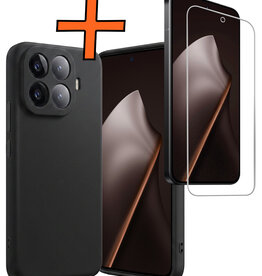 Nomfy Nomfy Xiaomi 15T Pro Hoesje Siliconen Met Screenprotector - Zwart