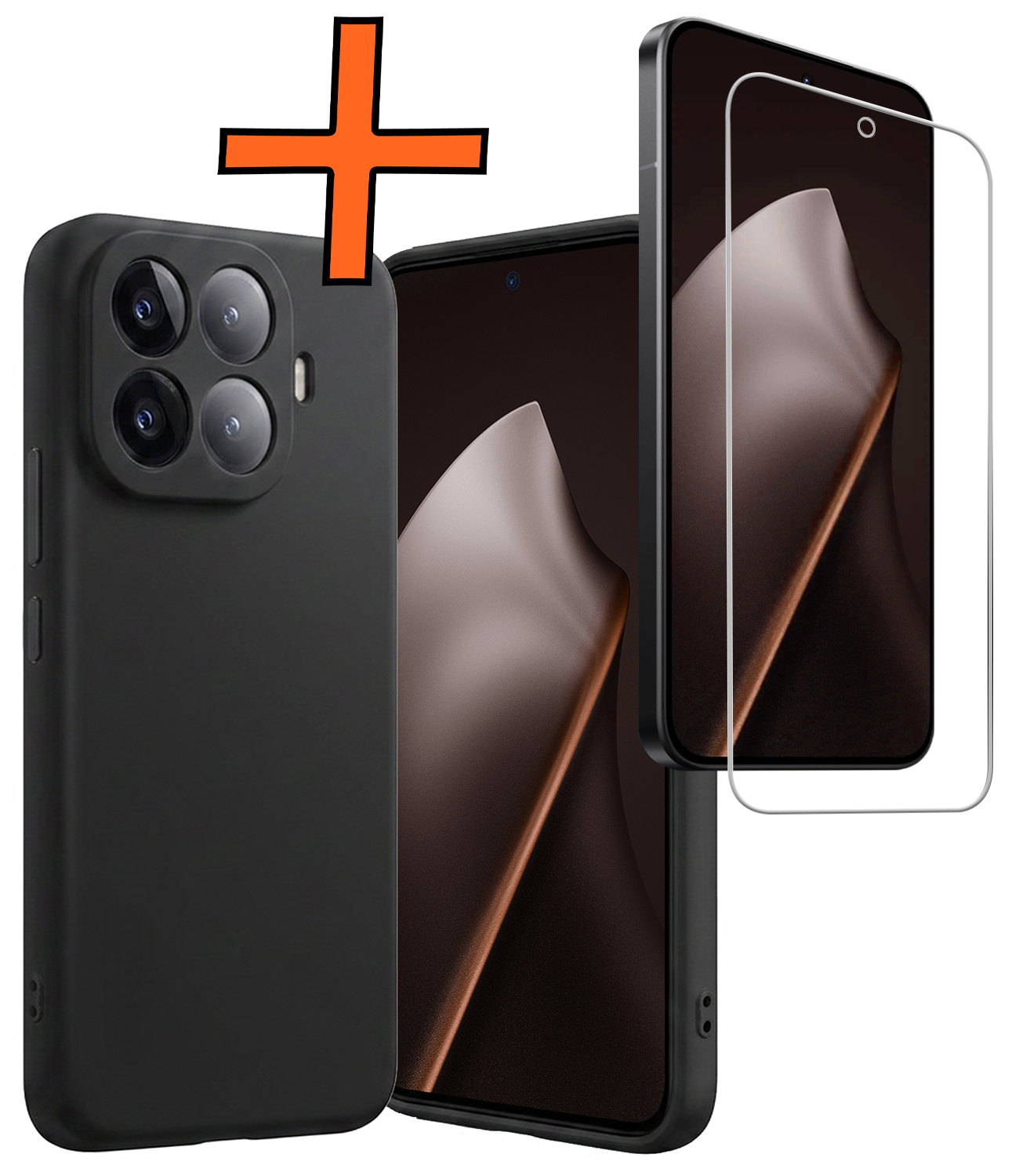 Nomfy Nomfy Xiaomi 15T Pro Hoesje Siliconen Met Screenprotector - Zwart