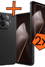 Nomfy Nomfy Xiaomi 15T Pro Hoesje Siliconen Met 2x Screenprotector - Zwart