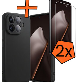 Nomfy Nomfy Xiaomi 15T Pro Hoesje Siliconen Met 2x Screenprotector - Zwart