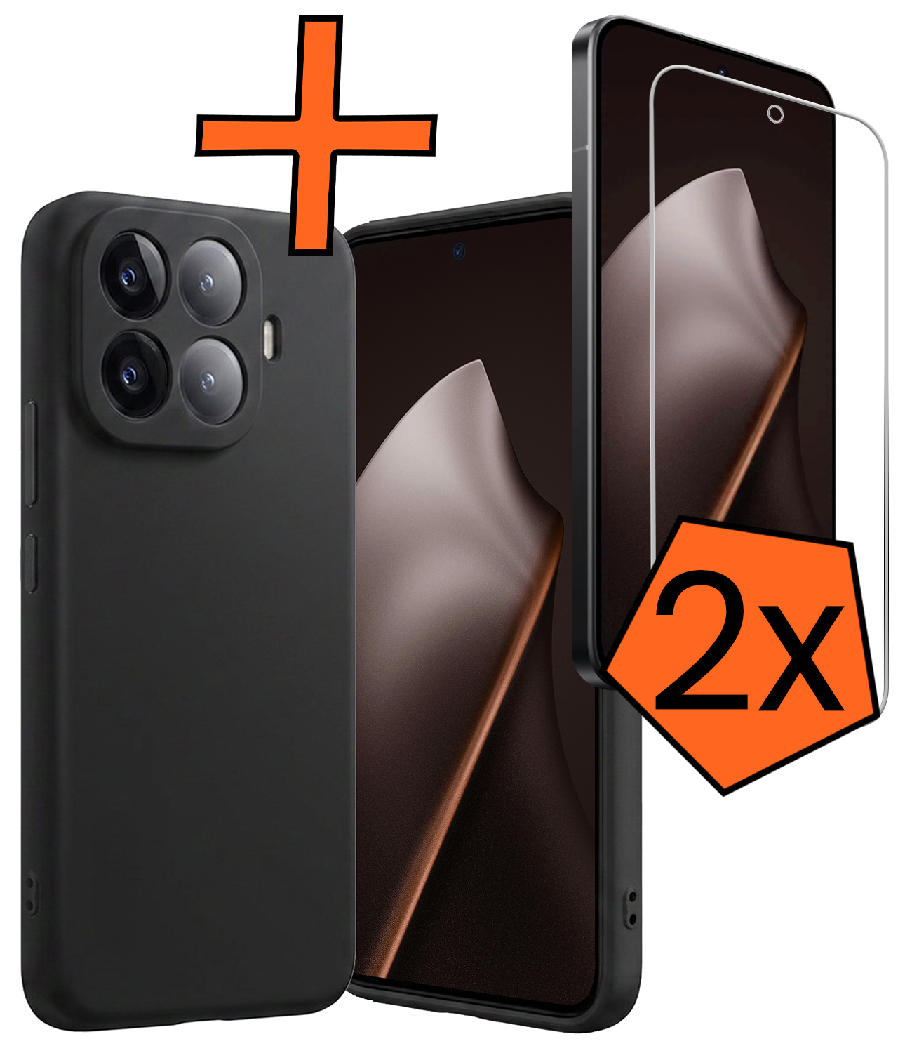Nomfy Nomfy Xiaomi 15T Pro Hoesje Siliconen Met 2x Screenprotector - Zwart