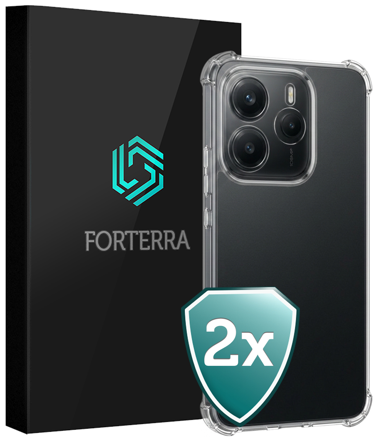 Forterra Forterra Xiaomi Redmi Note 14 5G Hoesje Shockproof - Transparant - 2 PACK
