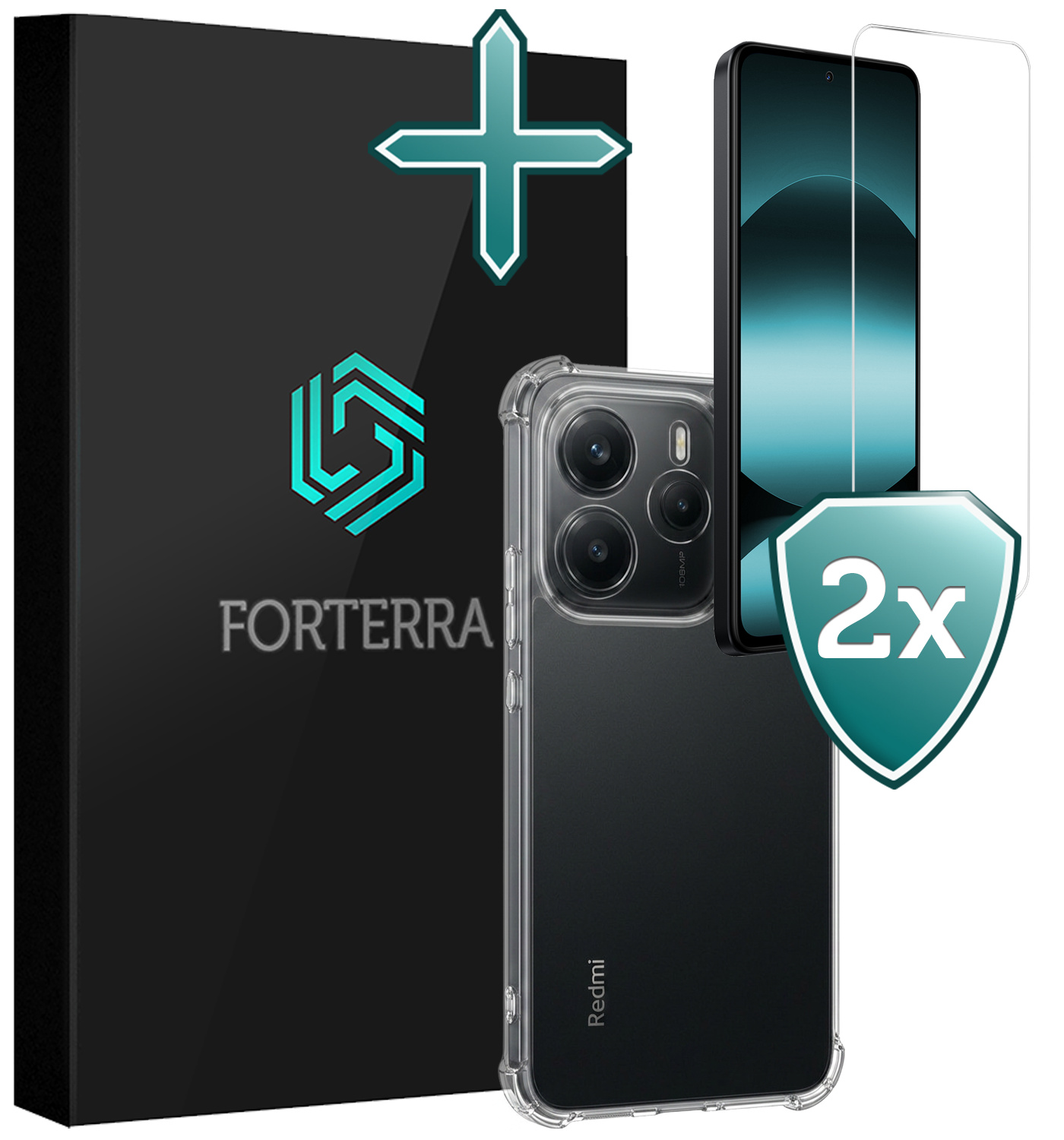Forterra Forterra Xiaomi Redmi Note 14 5G Hoesje Shockproof Met 2x Screenprotector