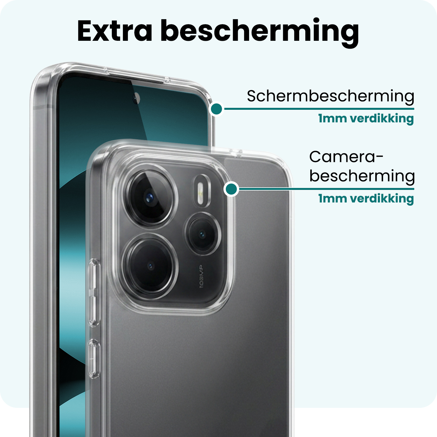Forterra Forterra Xiaomi Redmi Note 14 5G Hoesje Siliconen - Transparant