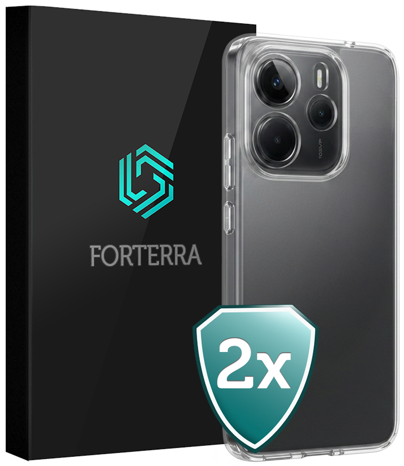 Forterra Forterra Xiaomi Redmi Note 14 5G Hoesje Siliconen - Transparant - 2 PACK