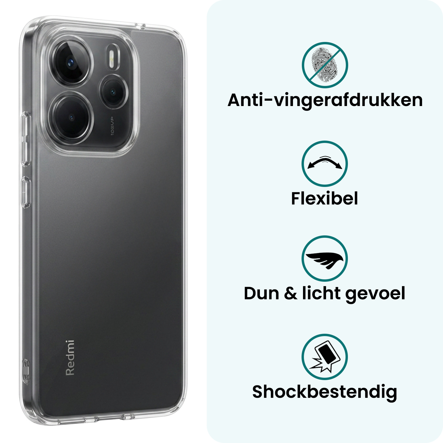 Forterra Forterra Xiaomi Redmi Note 14 5G Hoesje Siliconen - Transparant - 2 PACK