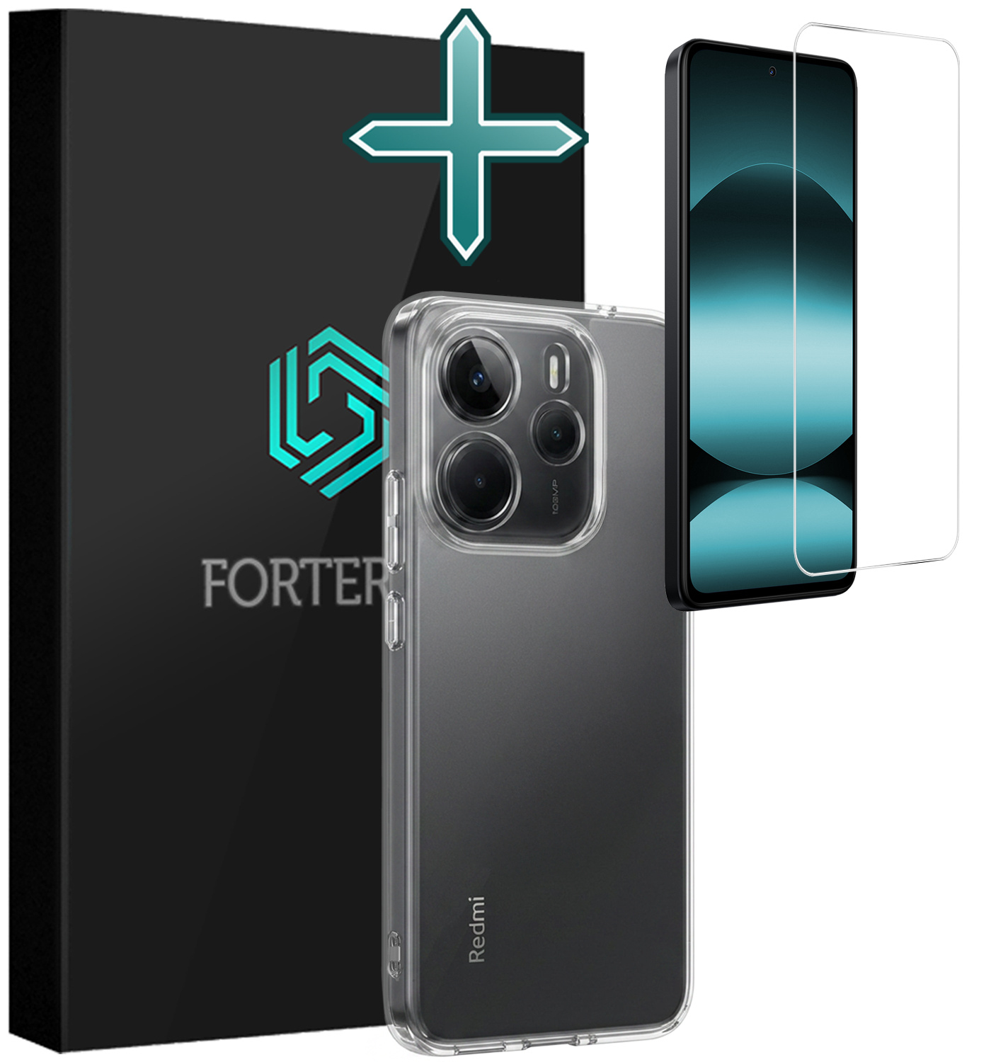Forterra Forterra Xiaomi Redmi Note 14 5G Hoesje Siliconen Met Screenprotector - Transparant