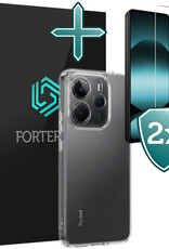 Forterra Forterra Xiaomi Redmi Note 14 5G Hoesje Siliconen Met 2x Screenprotector - Transparant