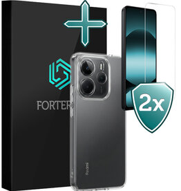 Forterra Forterra Xiaomi Redmi Note 14 5G Hoesje Siliconen Met 2x Screenprotector - Transparant