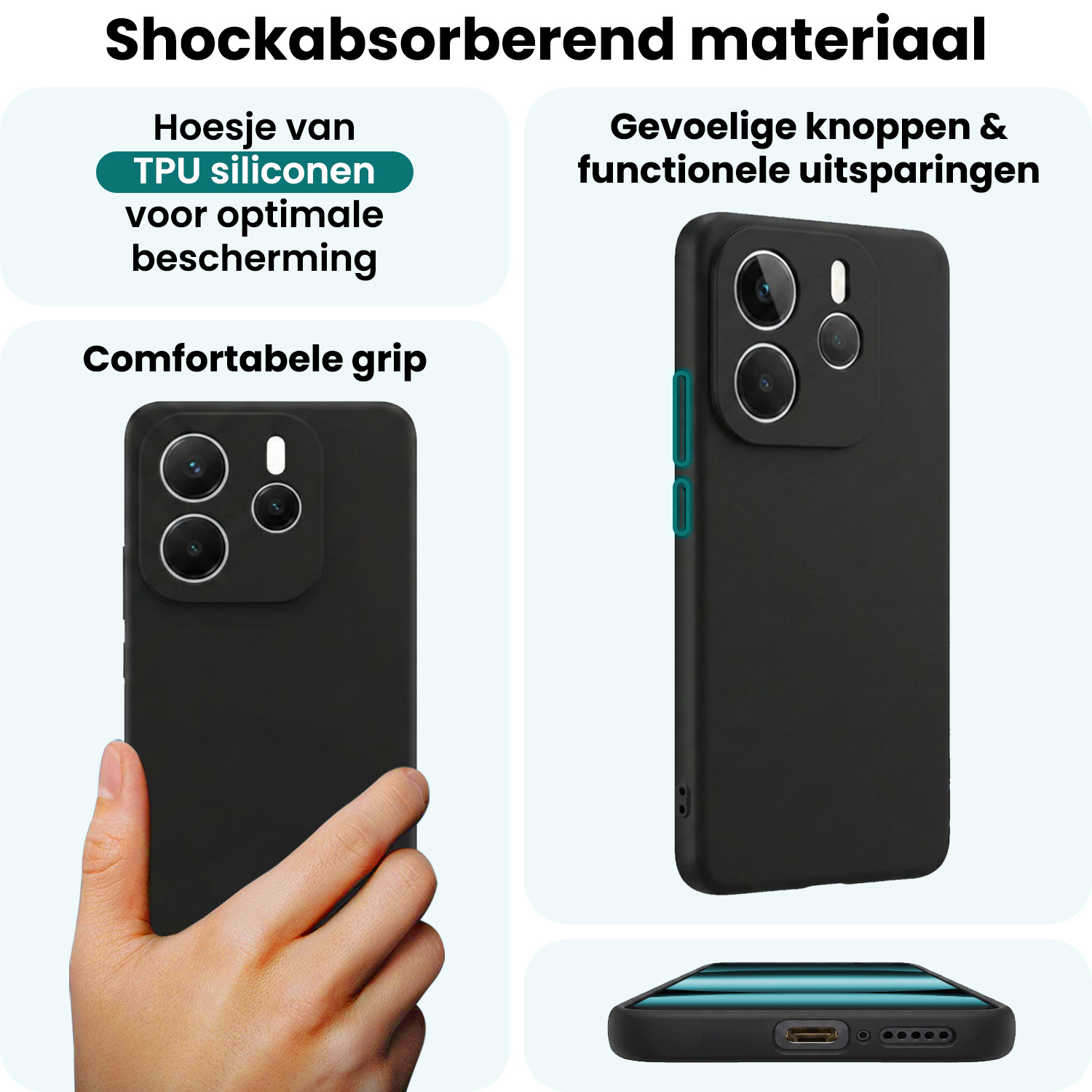 Forterra Forterra Xiaomi Redmi Note 14 5G Hoesje Siliconen - Zwart