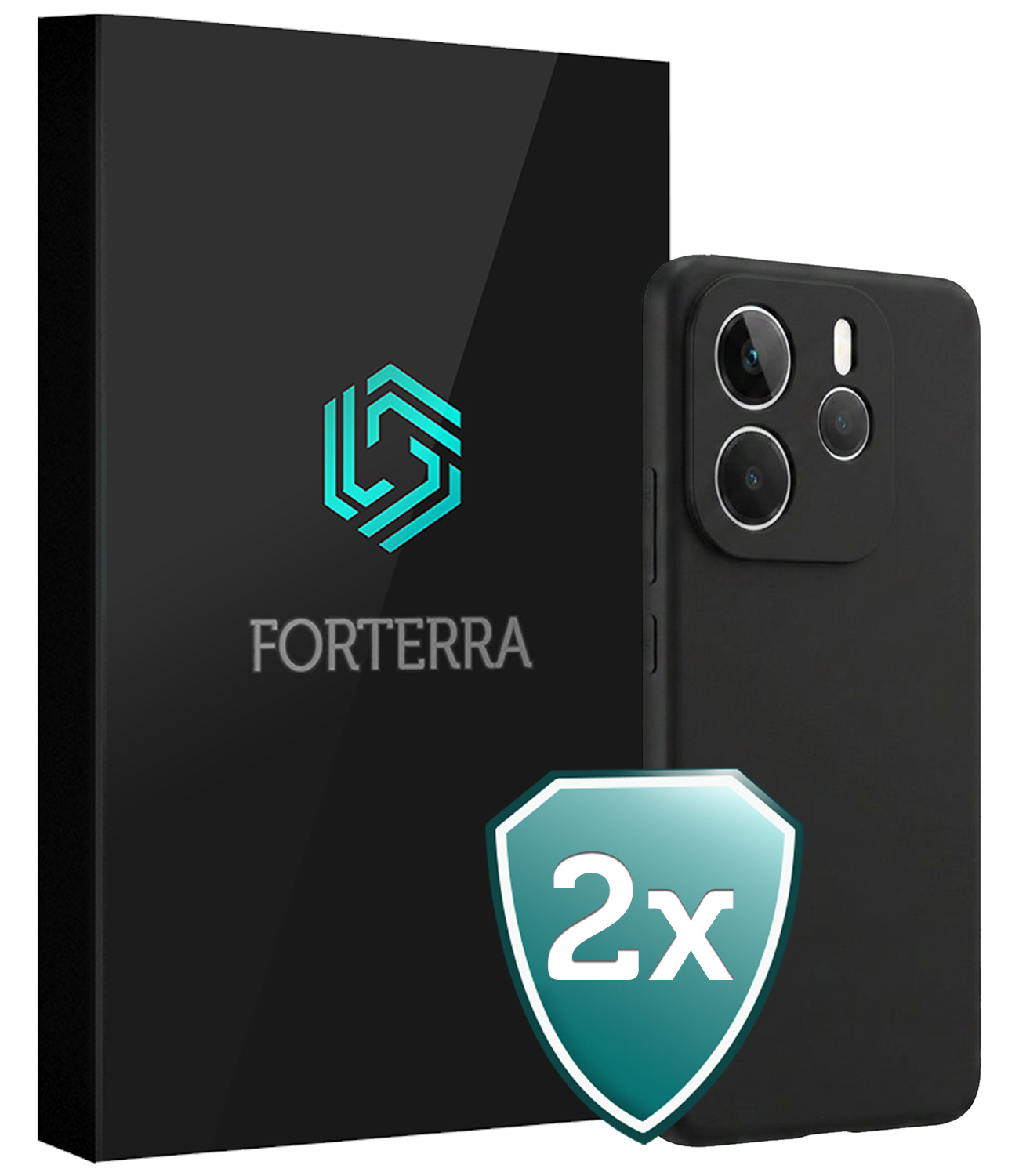 Forterra Forterra Xiaomi Redmi Note 14 5G Hoesje Siliconen - Zwart - 2 PACK
