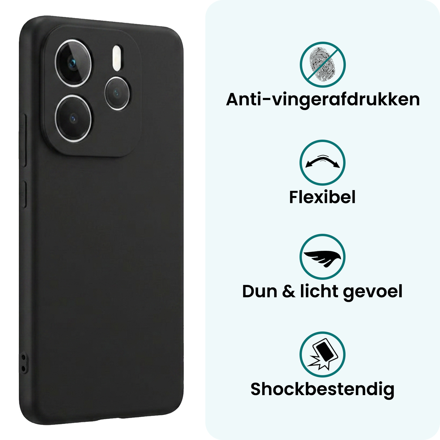 Forterra Forterra Xiaomi Redmi Note 14 5G Hoesje Siliconen - Zwart - 2 PACK