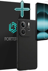 Forterra Forterra Xiaomi Redmi Note 14 5G Hoesje Siliconen Met Screenprotector - Zwart